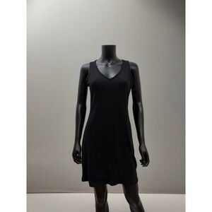 Danskin Black Ribbed Supplex Nylon Slip Dress Medium Made in USA